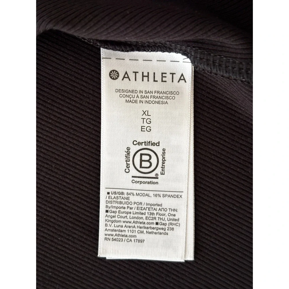 Athleta Womens XL Black Signature Rib Long Sleeve Henley Top - Picture 7 of 7